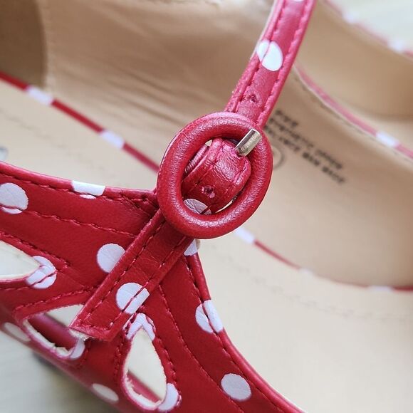 ⛱️J. Adams Red & White Polka Dot Retro Mary Jane Heels Size 8 - Picture 6 of 16